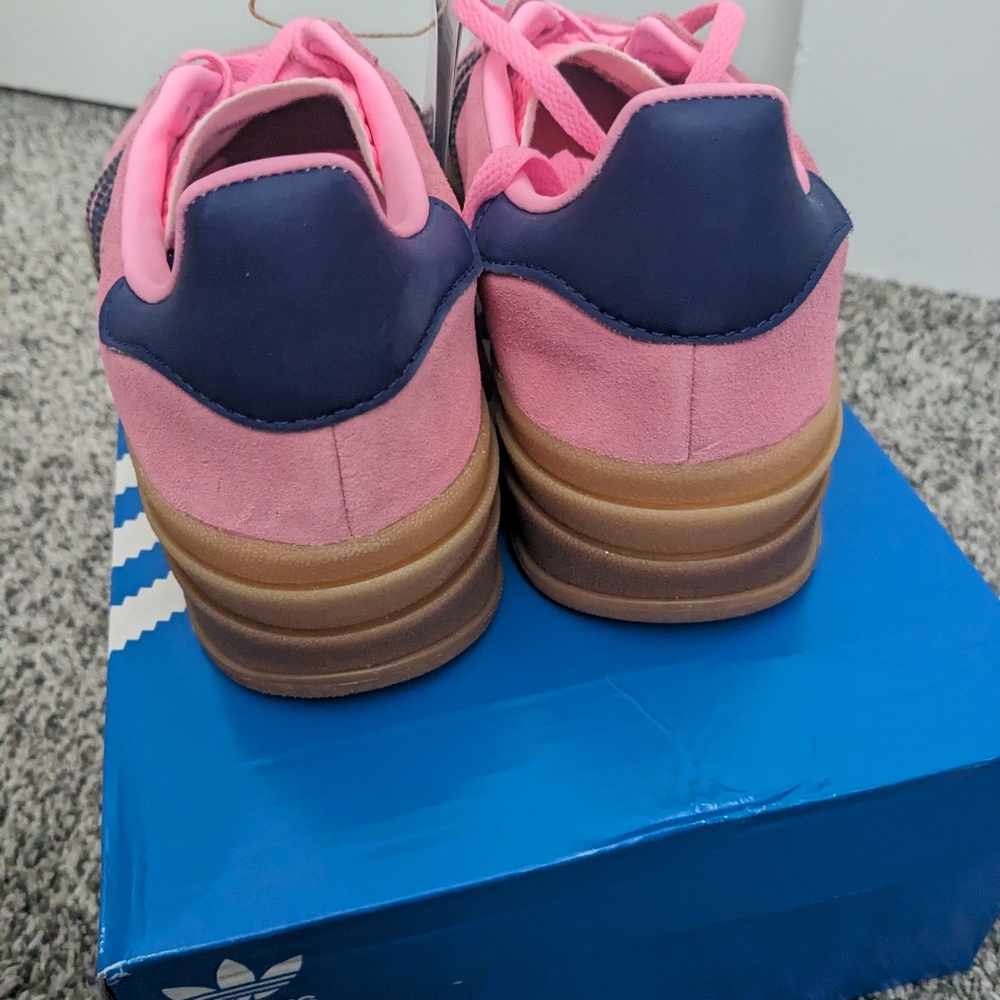 adidas Gazelle Pink and Navy Athletic Shoes - Picture 5 of 10
